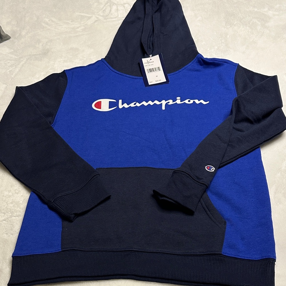 Champion Men's Navy and Royal Blue Hoodie